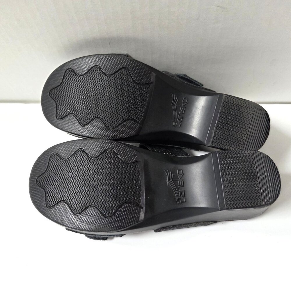 Dansko Sandals Women 38 Gray Pewter Embossed Leather Sophie Comfort Wedge 7.5 8 - Picture 9 of 13